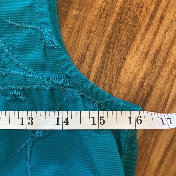 Vintage 1980s Bis Bis Gene Ewing Wrinkled Rich Denim Mandarin Tank teal sz “P” - Picture 8 of 11